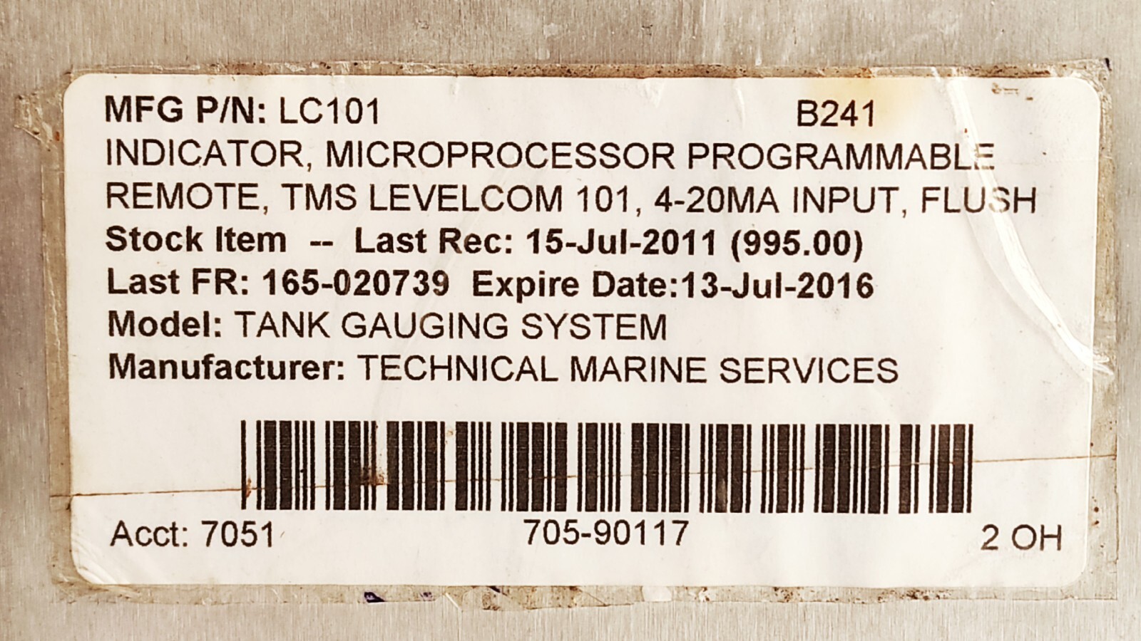TMS LC101 Level Com 101 Liquid Level Computer 115VAC Technical Marine System #2